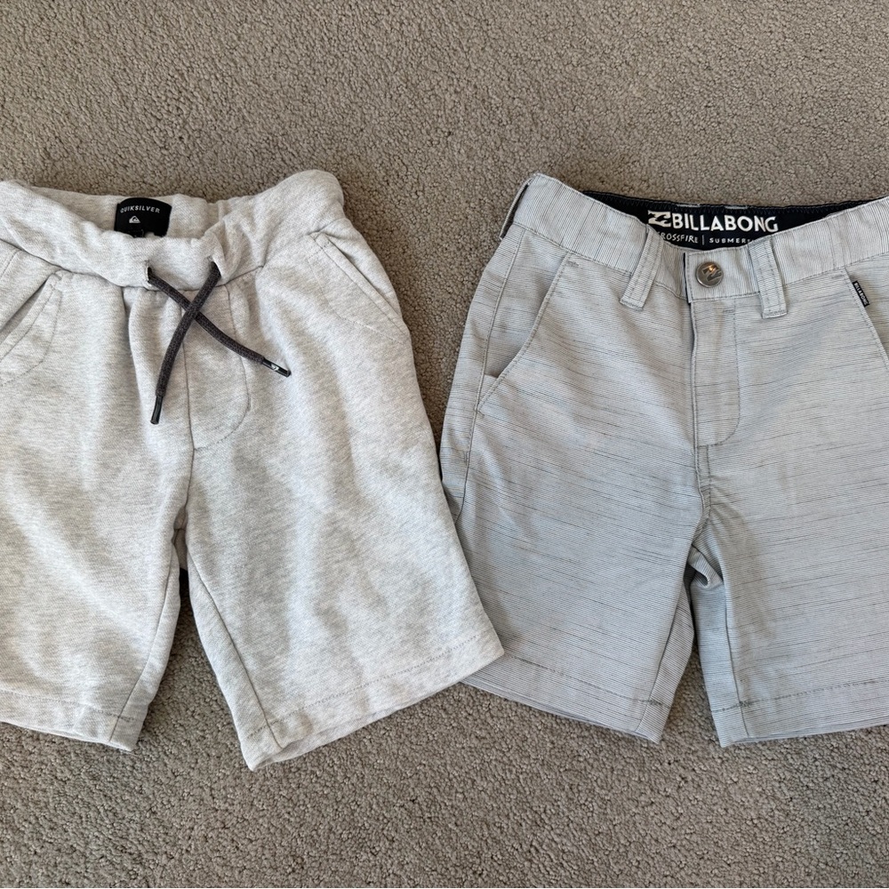 Billabong and Quicksilver Kids Gray Shorts Set